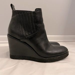 Black heeled wedge boots